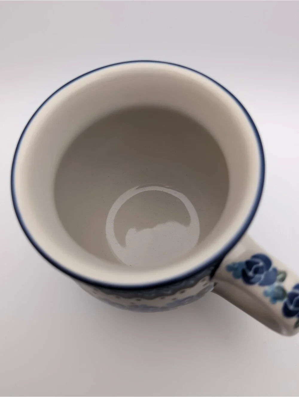 Polish Pottery Bubble Mug Blue Floral Swirl Ceramika Artystyczna Bolesławiec New